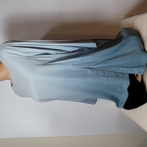 by JJ Ombre Asymmetrical Tunic Linen Look in 3 Shades of Blue 3/4 length sleeves - Picture 14 of 17